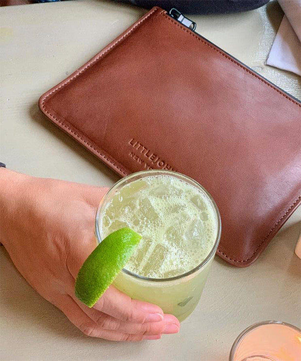 smell-proof leather pouch, made with genuine leather and activated carbon lining